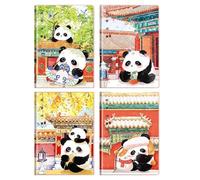Joucien 4-Book Set - Student Rubber Notebook, Thickened Office Notebook, Student Notebook-Panda in The Forbidden City (B5/56 Photos)