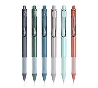 Joucien 6pcs-0.5mm Quick Dry Smooth Push Action Neutral Pen Simple Plastic Ballpoint Pen Black-6pcs Box