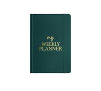 Joucien A5-Simple Personalized Weekly Student Planner English Business Notebook with Flannel Cover - Dark Green