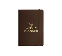Joucien A5-Simple Student Personality Weekly Planner, English Business Notebook with Flannel Cover - Brown