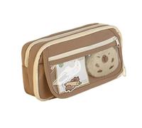 Joucien Cute cartoon personalized pencil case, elementary school stationery pencil storage bag - coffee color+22 family photos