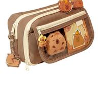 Joucien Cute cartoon personalized pencil case, elementary school stationery pencil storage bag - coffee color (accessories not included)