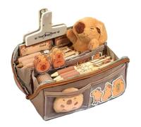 Joucien Cute cartoon stationery pencil case for elementary school students, personalized style pencil storage bag - coffee color (without any accessories)