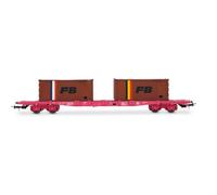 Jouef HJ6278 SNCF, 4-axle container wagon S70, loaded with 2 x 20' container "FB", ep. IV Wagons, Brown/Pink