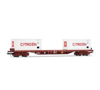 JOUEF HJ6310 SNCF, 4-axle stake wagon, Rs type with 2 x 20' container "Citroen", white, ep. IV Railway 1x Wagon