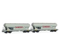 Jouef HJ6312 SNCF, 2-unit pack 4-axle flat-sided silo wagons, SANDERS, grey livery, ep. V Rolling Stock - Wagons