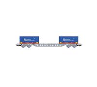 Jouef HJ6303 SNCF, 4-axle 60' container wagon Novatrans Sgss, grey, 2 x 20' container "Spedirail" blue, ep. V