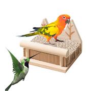 Jouet Pour Oiseaux En Bois Naturel | Perchoir Robuste Pour Perroquet Avec Support De Jeu Et Mastication | Accessoire D’entraînement Idéal Pour Intérieur, Extérieur, Recherche De Nourriture, Constructi