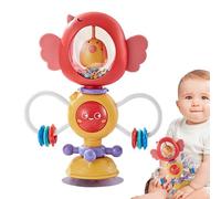 Jouet Succion Hochet - Spinwheel Base Ventouse Interactif, Chaise Haute Bébé Développement | Rotatif À Ventouse Avec Hochet, Idéal Pour Table, Carré, Âge 6 Mois Et Plus, Sensoriel Motricité