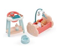 Jouets Ecoiffier - 1833 - Cot + High Chair + Doll - 3-in-1 Nursery Set - 32 cm Doll + Accessories - Imitation Game - From 18 Months - Made in France