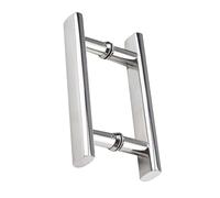 JOUFNING 2PCS Push and Pull Door Handle, Square Metal Stainless Steel Shower Door Pull, Polish Chrome Grab Bar Knob Back-to-Back, for Bathroom Enclosures Shower Screen Glass(300mm-400mm)