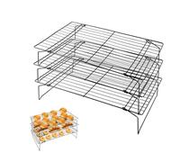JOUFNING 3-Tier Stackable Cooling Rack - Collapsible Baking Rack with Non-Stick Coating, Wire Cooling Racks, for Grilling Picnic Party, Oven & Dishwasher Safe