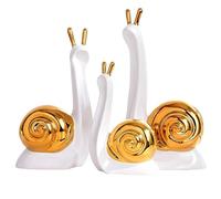 JOUFNING Art Statue - 3PCS Porcelain Snail Decorations Figurine, White Gold Ceramic Table Sculpture, Abstract Animal Figurines Home Decor, Crafts for Living Room Party(White)