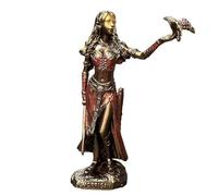 JOUFNING Art Statue - Desktop Decoration Sculpture, Celtic Goddess Morrigan with Crow and Sword Bronze Finish Sculptures, Synthetic Resin Figurine, Elegant Artistic Ornaments