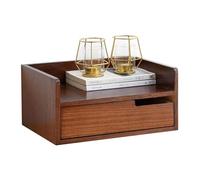 JOUFNING Desktop Storage Box with Drawers - File Cabinet Organizers, Computer Desk Bookcase, Wooden Multipurpose Bookshelf, Office Supplies Desk Accessories(1 layer)