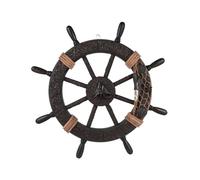 JOUFNING Nautical Ship's Wheel Decoration, Wooden Wall Statue, Rustic Wheel, Fishing Net Wall Sculpture, Hanging Ornament for Home and Beach Decor