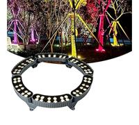 JOUFNING Ring Tree Light - Ground LED Landscape Lights, IP65 Waterproof LED Beam Lamp, Tree Hugging Lights, Expandable Interlocking for Trees Roman Columns Garden Pathway(Green,12W(24v))