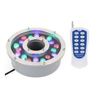 JOUFNING Submersible LED Fountain Light - LED Swimming Pool Underwater Lamp, IP68 Waterproof Ring Middle Hole Pond Lighting, 12/24V RGB Landscape Lamp, with Remote Control(6W(24V))