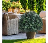 joukares 2 Pack Boxwood Balls,27" Artificial Boxwood Ball Bush Tree with Spike,Resistant Boxwood Balls,Faux Outdoor Plants for Front Porch Patio Backyard Garden Wedding Party Decor Green