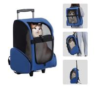 joukares 3-in-1 Portable Pet Carrier, Cat Backpack with Ventilation, Pet Stroller with Wheels & Telescopic Handle, Pet Carrier on Wheels, Carriers & Travel Products for Dogs & Cats Royal Blue