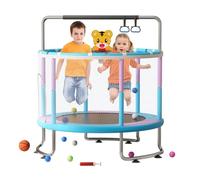 joukares 5 FT Trampoline for Toddlers, Outdoor Indoor Trampoline, bearing up to 440lbs, Baby Trampolines with Sandbag, Swing, Basketball Hoop, Small Basketball, Pull Ring and 1 Set of Ocean Balls Blu