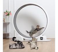 joukares Cat Exercise Wheel, 44 Inch Large Pet Treadmill, Plastic Cat Running Wheels, Fitness Whee for Indoor Cats Running Walking Training, Suitable for Most Cats White