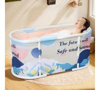 joukares Foldable Bathtub, Large Portable Freestanding Soaking Tub with Plastic Frame, Home Spa Bath for Adults, Kids, and Small Spaces, 45" Collapsible Bath Tub 1 Set