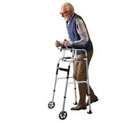 joukares Folding Zimmer Frame, Walking Frame with Wheels, Mobility Walker with Arm Support, Elderly Aid for Daily Living, Walking Aid for the Elderly, Handicap & Disabled Black