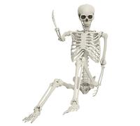 joukares Halloween Life Size Skeleton 170cm/5.4ft - Plastic, Posable, Party Decoration for Indoor Outdoor (White)