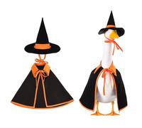 joukares Halloween Witch Goose Outfit, 23″ Lawn Goose Costume Cloak, Witch Hat and Broom Geese Attire, Outdoor Garden Goose Decoration, Autumn Patio Yard Art, Halloween Outdoor Goose Clothes Orange