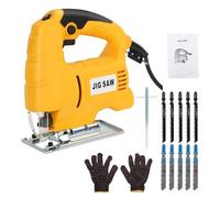 joukares Jig Saw, 710W Corded Electric Jig Saw Tool, 10 Blades,3000RPM/Min,6 Variable Speeds,4 Guide Roller Setting,Bevel Cutting 0 to 45¡ã, Corded Jig Saw for Wood and Metal Cutting Yellow