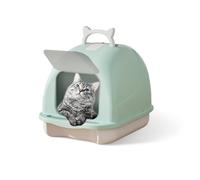 joukares Large Cat Litter Box with Lid, Enclosed High Sided Toilet with Litter Scoop,Carry Handle, Included Hygienic Easy-to-clean Pet Supplies Green