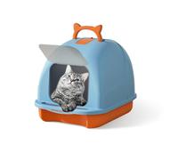 joukares Large Cat Litter Box with Lid, Enclosed High Sided Toilet with Litter Scoop,Carry Handle, Included Hygienic Easy-to-clean Pet Supplies Blue