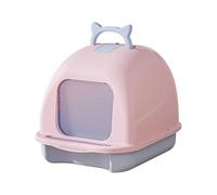joukares Large Cat Litter Box with Lid, Enclosed High Sided Toilet with Litter Scoop,Carry Handle, Included Hygienic Easy-to-clean Pet Supplies Pink