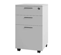 joukares Mobile File Cabinet with Lock, 3 Drawer Rolling Office Storage Cabinet, Filing Cabinet, Under Desk File Cabinet for Home Office Use, Lockable Pedestal File Cabinet White