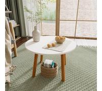 joukares Nordic Dining Table, 60cm Round Wooden Table with Solid Pine Legs and Sl inish, Modern Minimalist Style for Small Spaces, Great for Kitchen, Dining Room, or Café White