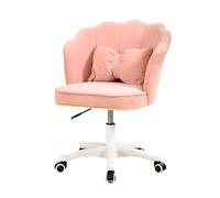 joukares Office Desk Chair, Comfy Armless Office Chair, Blooming Flower-Inspired Seat, Rolling Vanity Chairs with Wheels & Bow-Back, Aesthetic Single Sofa Chairs for Bedroom, Office Pink