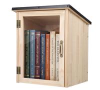 joukares Outdoor Library Book Box - Free Little Library Kit, Waterproof Wooden Book Cabinet with Clear Window for DIY & School Sharing, Neighborhood Community for Literature, Magazines & Newspapers
