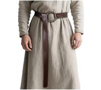 Joukavor Leather Renaissance Belt with O Ring for Women Men Halloween Renfaire, Brown, One size