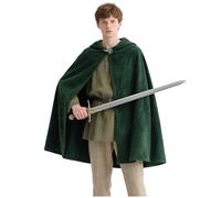 Joukavor Lord of The Rings Hobbit Cloak with LOTR Leaf Brooch (Green, Large)