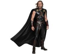 Joukavor Medieval Cloak Thor Costume Cape Adult Women Men for Halloween Cosplay Comic Con, Black, One Size