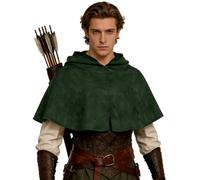 Joukavor Medieval Cowl Hood Renaissance Hooded Cape for Women Men Halloween LARP, Green, One Size