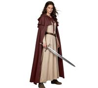 Joukavor Medieval Hooded Cloak Renaissance Wizard Ranger Cape for Cosplay, Brown, One Size