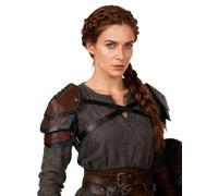 Joukavor Medieval Leather Pauldron Shoulder Armor Viking Renaissance LARP Cosplay Accessory for Women, Brown, Adjustable