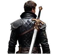 Joukavor Sword Back Holster Leather Sword Holder Back Strap Sword Frog Shoulder Medieval Accessory (A-Brown)