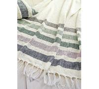Joules Beekeepers Cottage Stripe 100% Cotton Throw Green