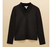 Joules Black Heidi Frill V Neck Jersey Top