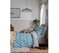 Joules Blockprint Dogs 100% Cotton Percale 180 Thread Count Duvet Cover White