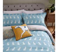 Joules Blockprint Dogs Kingsize Duvet Cover Set, Blue