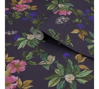 Joules Blue Woodland Floral Smooth Wallpaper Sample